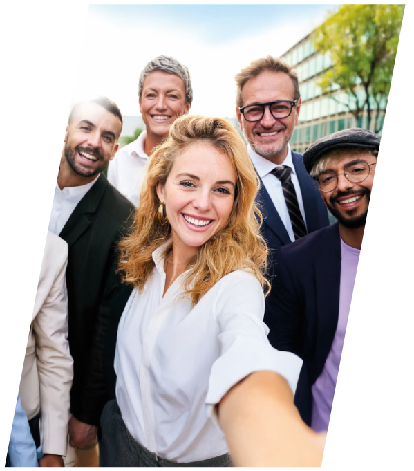 Group of people taking selfie together