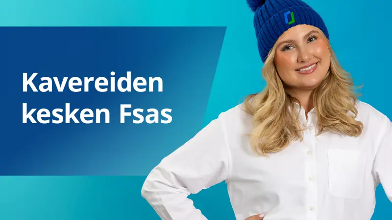 Female Employee Of Fsas Technologies Oy Poses Against Blue Background.