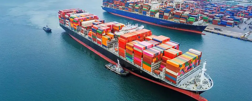 Container Cargo Ships In Harbour