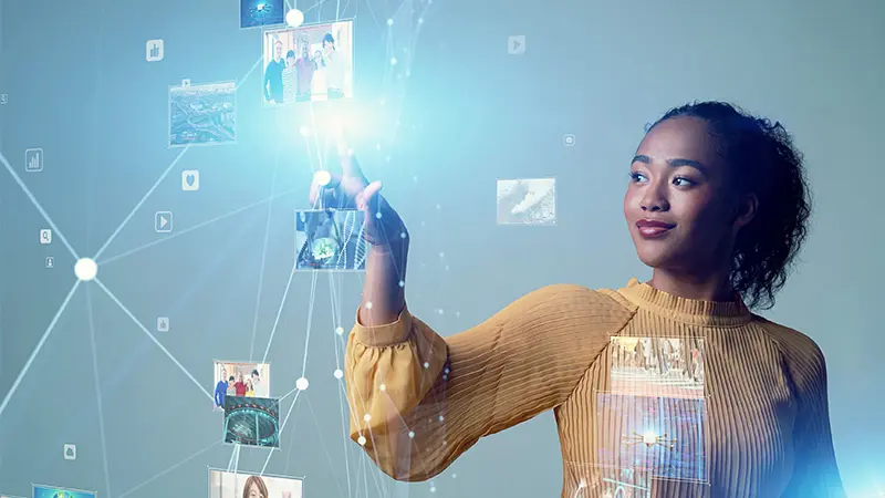Woman Using Virtual Desktop