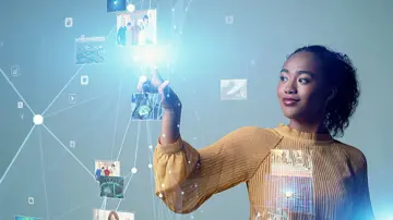 Woman Using Virtual Desktop