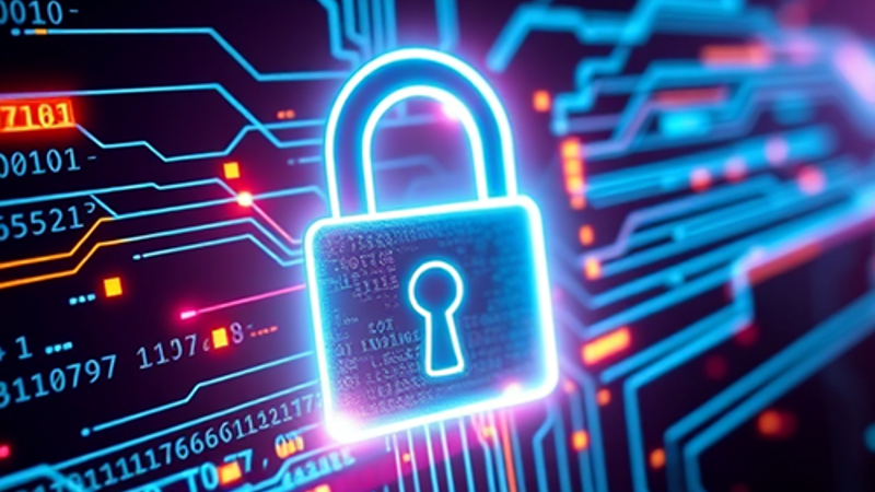 Security symbol over a prozessor (Data Protection)