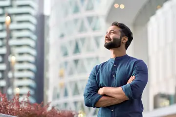 Location Employee Outside Office Building