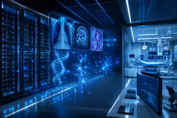 High Tech Medical Lab With Display Wall