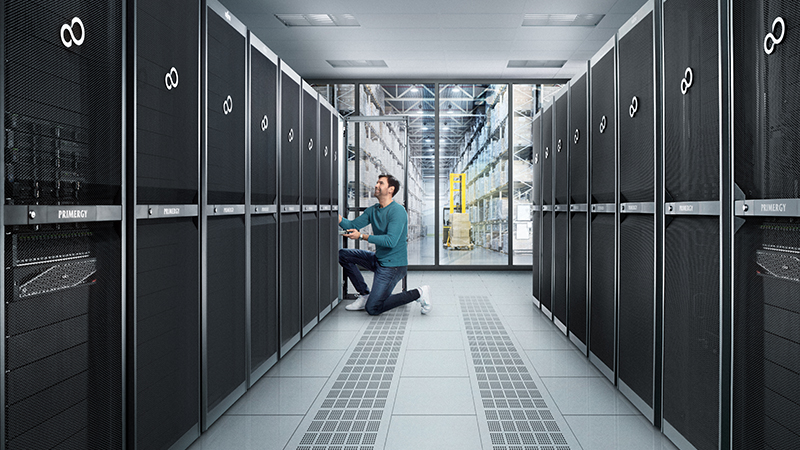 Man Working In Data Center