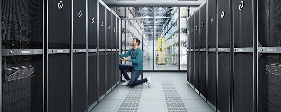 Man Working In Data Center