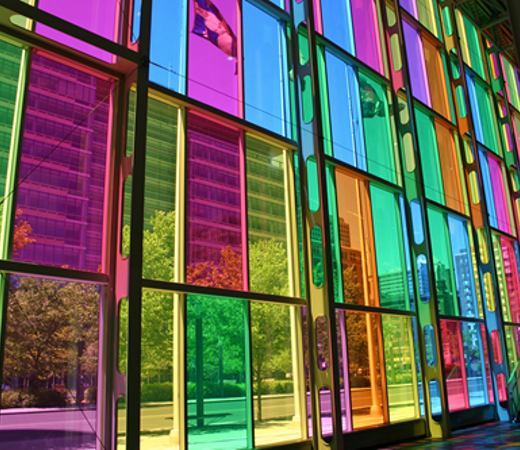 Bunte transparente Fensterscheiben