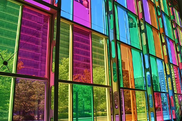 Multicolored Glass Windows Of Building