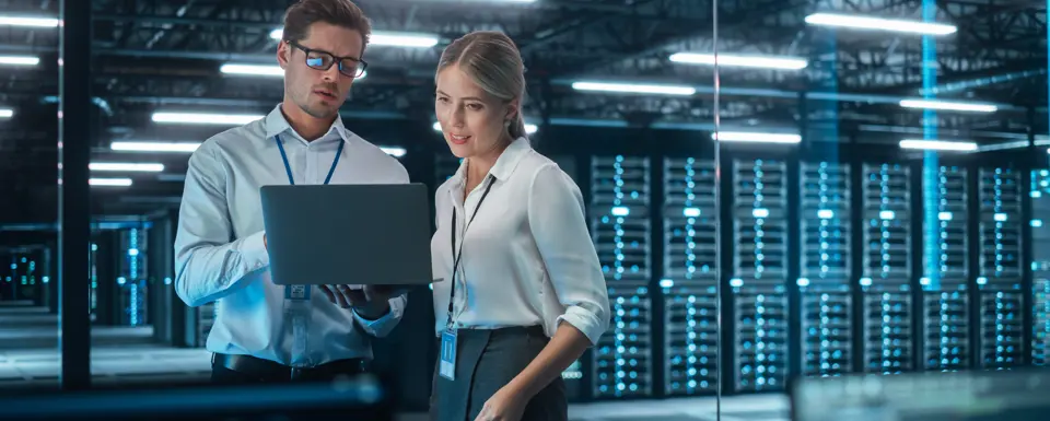 Man Woman In Data Center