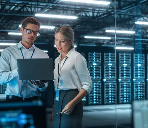Man Woman In Data Center
