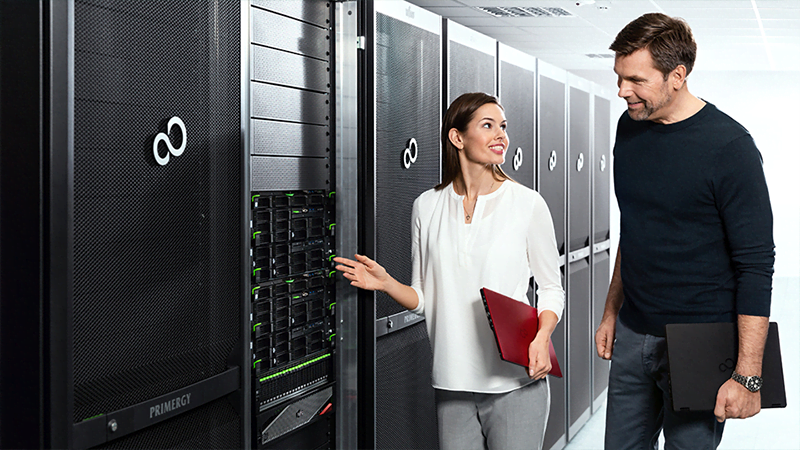 Man And Woman In Datacenter
