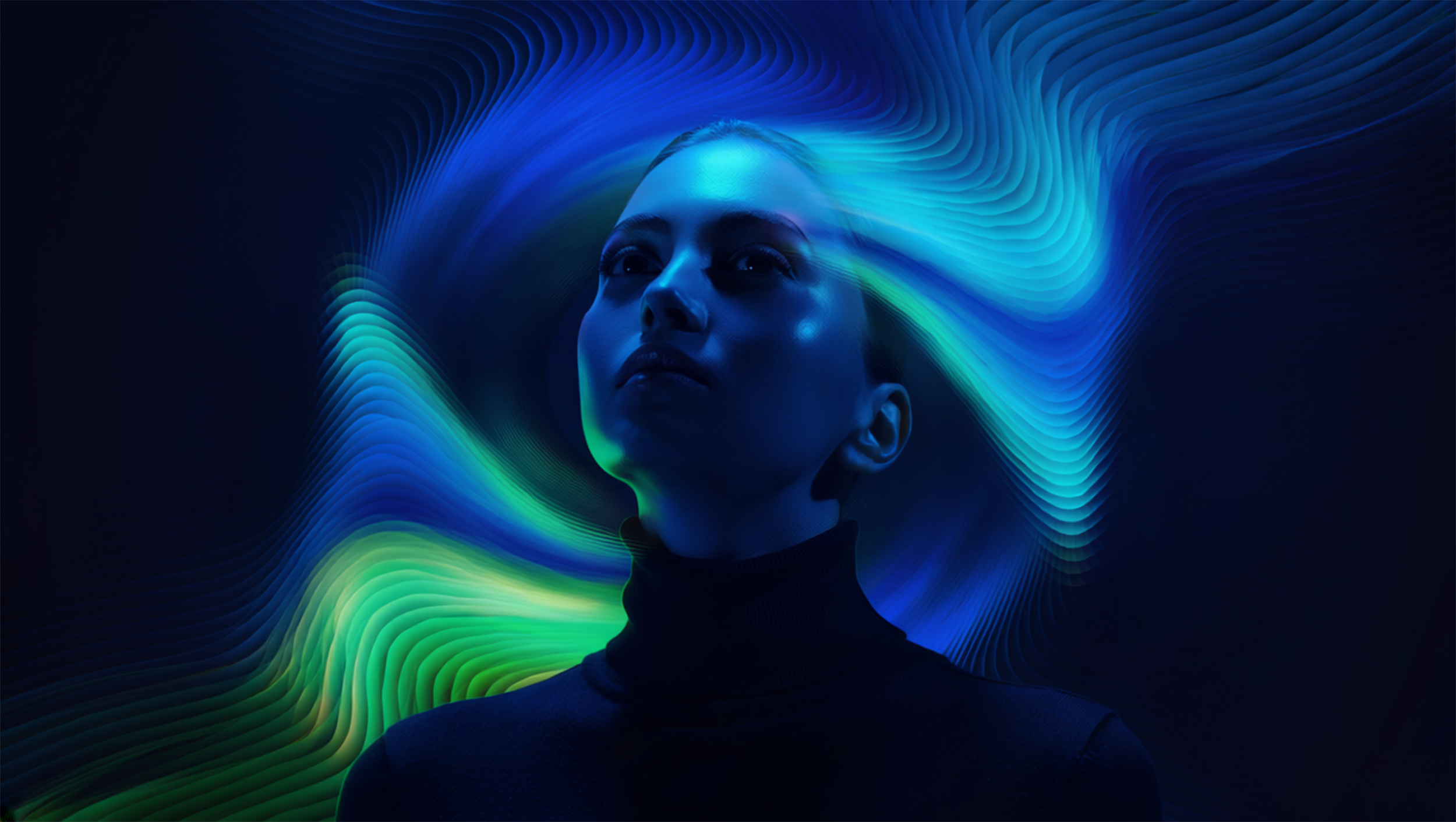 Portrait Photograph Of A Woman Surrounded By Flowing Waves