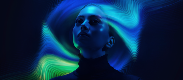 Portrait Photograph Of A Woman Surrounded By Flowing Waves