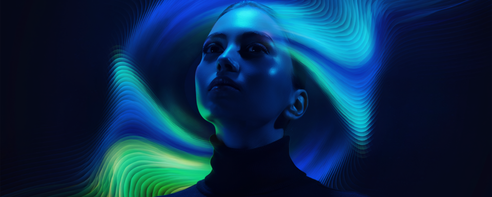 Portrait Photograph Of A Woman Surrounded By Flowing Waves