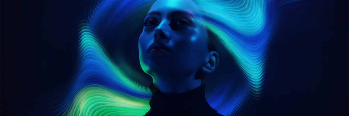 Portrait Photograph Of A Woman Surrounded By Flowing Waves