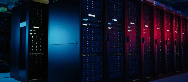Server Racks In Data Center Red Light