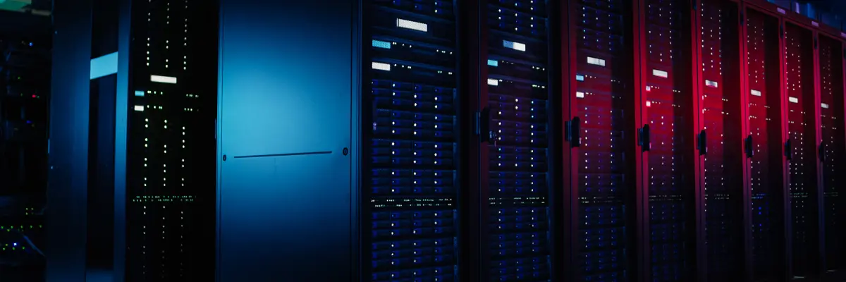 Server Racks In Data Center Red Light