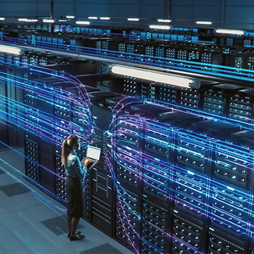 Woman In A Serverroom With A Notebook 2