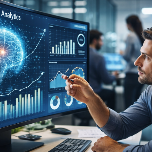 Man Infront Of Big Screen With Charts